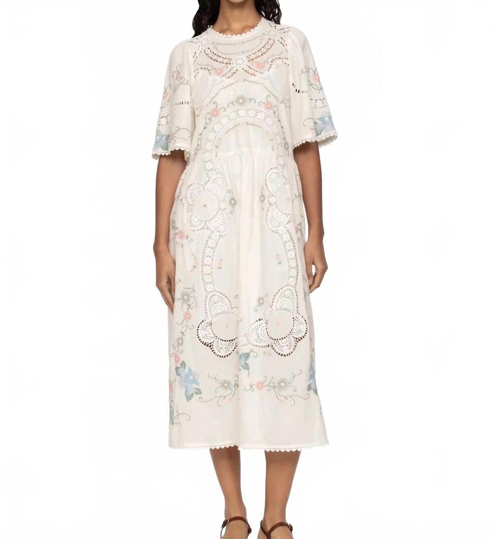 NEW SEA vesna short sleeve midi dress in white
